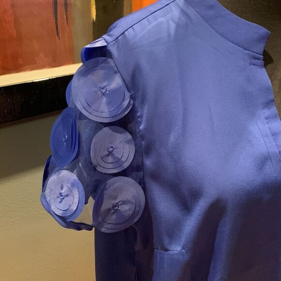 Shein royal blue short sheer layered circle glitter sleeve top, new, large - Picture 2 of 6